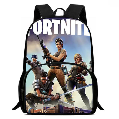 15-инчова Fortnite раница с анимационен дизайн, унисекс, за момчета и момичета, с преден джоб, лека ученическа раница с голям капацитет
