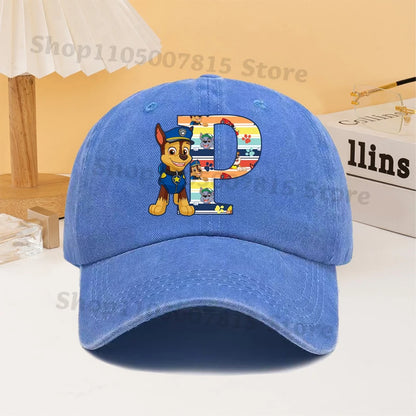 Paw Patrol Fashion Baseball Cap for Men Women Cartoon Letter A-Z Printed Peaked Caps Male Female Summer Hip Hop Sunshade Hat