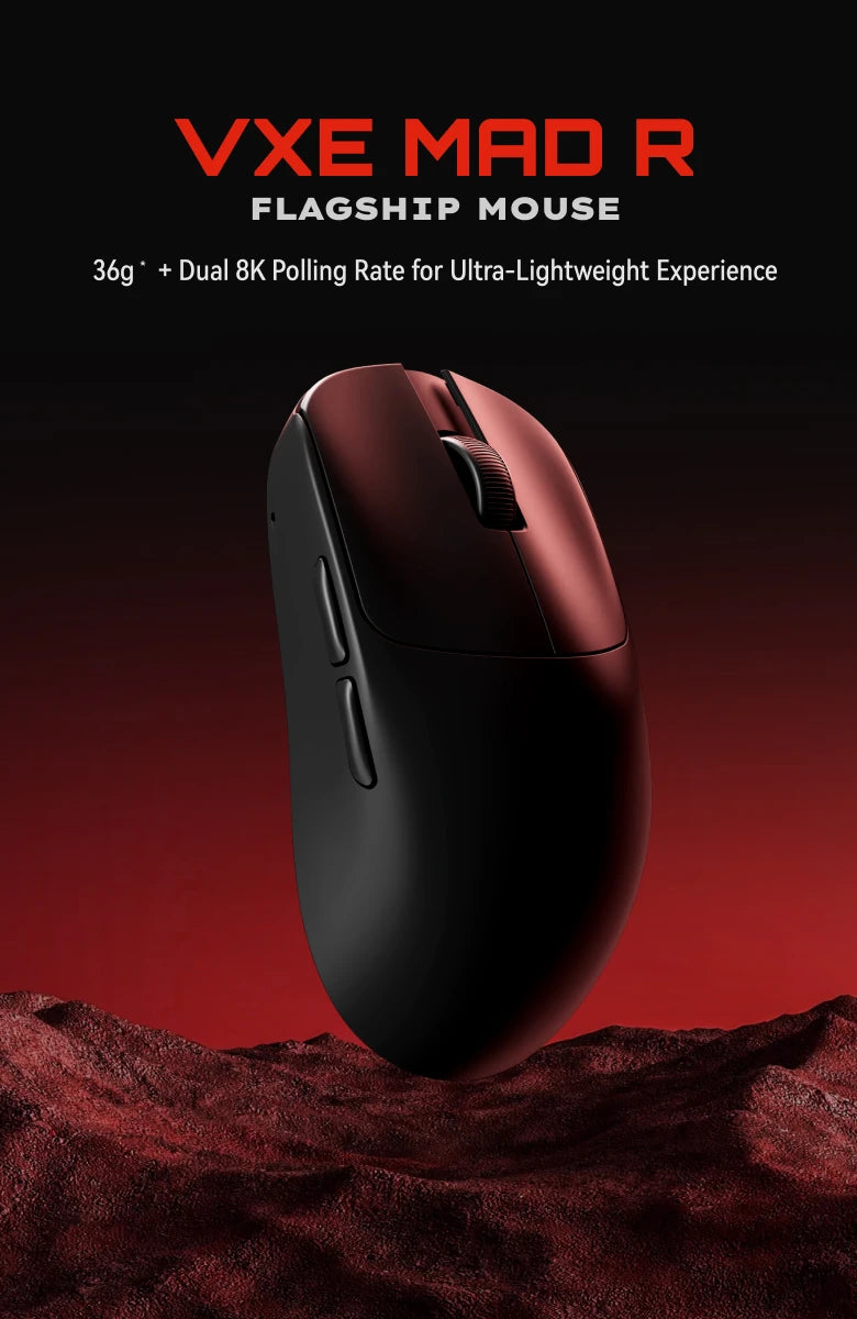 ATK VXE MAD R MAJOR Gaming Mouse 8K PAW3395/3950 Sensor Dual-Mode Wireless Mouse Nonporous Lightweight Ergonomic Mice