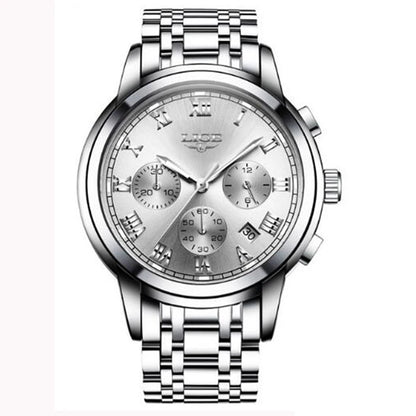 Montre pour homme LIGE – Chronographe de luxe, style sport décontracté, étanche, entièrement en acier, mouvement à quartz