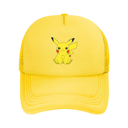 Pikachu Pokemoned  Anime Trucker Hats Unisex  Hats Trucker Hat Racing Cap Adjustable Polyester Mesh Baseball Caps Summer
