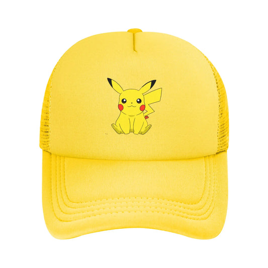 Pikachu Pokemoned  Anime Trucker Hats Unisex  Hats Trucker Hat Racing Cap Adjustable Polyester Mesh Baseball Caps Summer