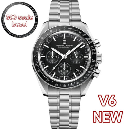 PAGANI DESIGN 2026 New Moon Watch Retro Luxury Quartz Watches For Men Stainless steel Luminous waterproof Sport Chronograph Man