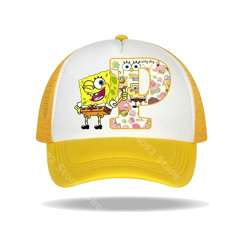 SpongeBob SquarePants basebollkeps för barn och vuxna med bokstavstryck, solhattar, anime, tecknad film, justerbara kepsar med skärm, sommarhattar, vardagshattar, ny
