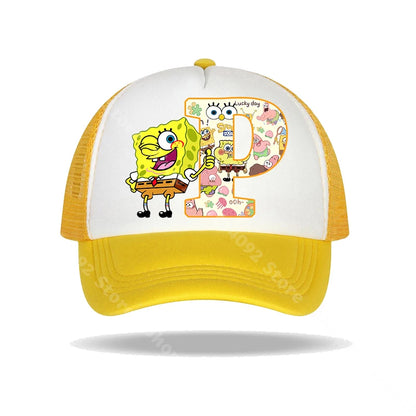 SpongeBob SquarePants basebollkeps för barn och vuxna med bokstavstryck, solhattar, anime, tecknad film, justerbara kepsar med skärm, sommarhattar, vardagshattar, ny
