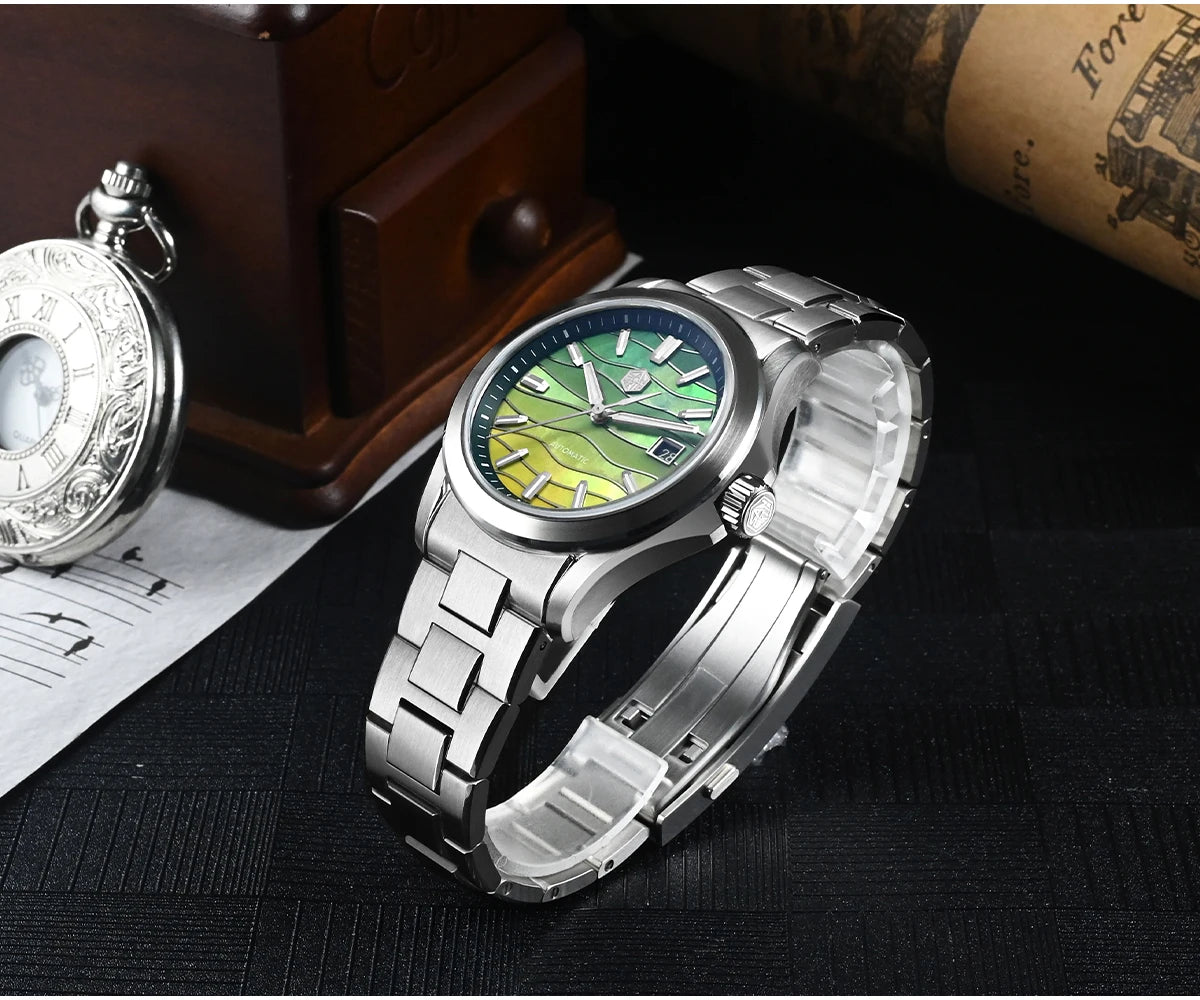 San Martin Official 39mm Guilloche MOP Dial Gada Watch Miyota 9015 Luxury Men's Automatic Mechanical Watches 10 ATM reloj SN0150