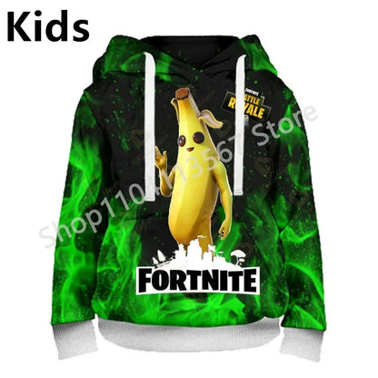 Llama Battle Royale Fortnite Hoodies, 3D Printed Sweatshirts for Men, Women, and Children, Boys and Girls Streetwear Pullover, Green Tops