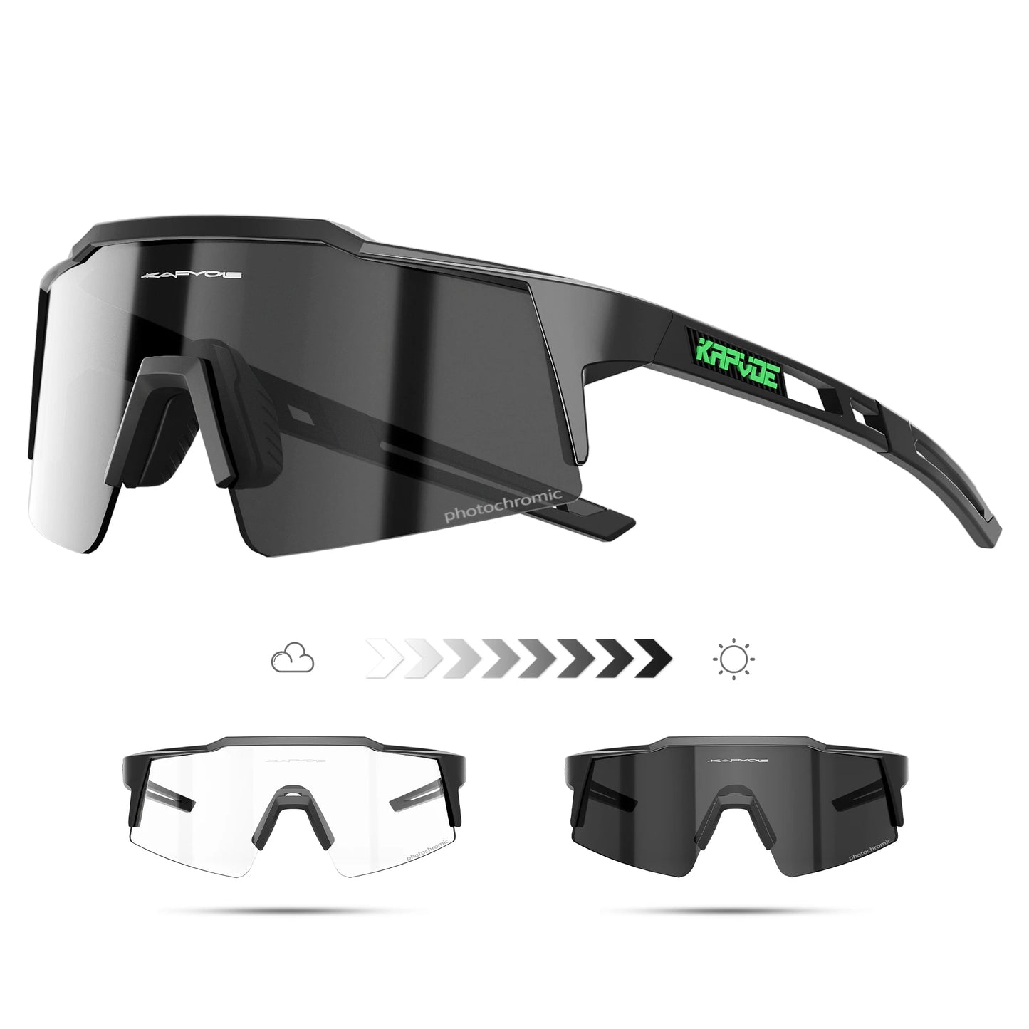 Kapvoe Photochromic Cycling Sunglasses Men Glasses Fashion Mountain Bicycle Outdoor Road Riding Goggles Eyewear Sports MTB Bike