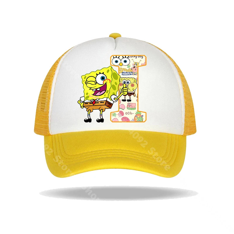 SpongeBob SquarePants basebollkeps för barn och vuxna med bokstavstryck, solhattar, anime, tecknad film, justerbara kepsar med skärm, sommarhattar, vardagshattar, ny