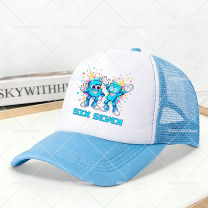 Steal A Brainrot Mesh Baseball Caps Cartoon 67 Six Seven Adult Kids Sports Hats Boys Girls Summer Outdoor Sunshade Peaked Caps