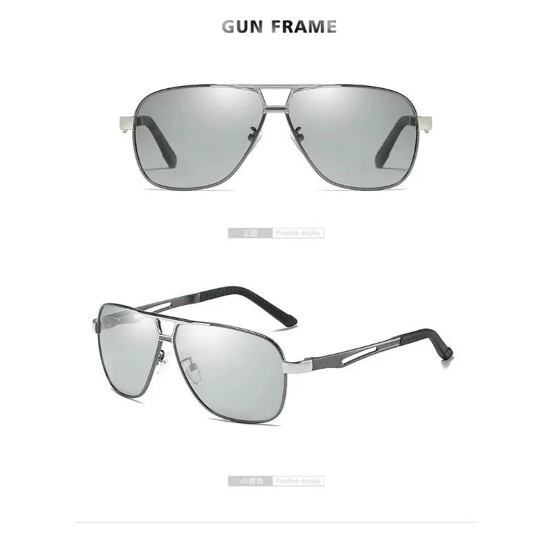 Top Aluminum Magnesium Square Polarized  Photochromic Sunglasses Men Sun Glasses Military Safety Driving Oculos De Sol Masculino