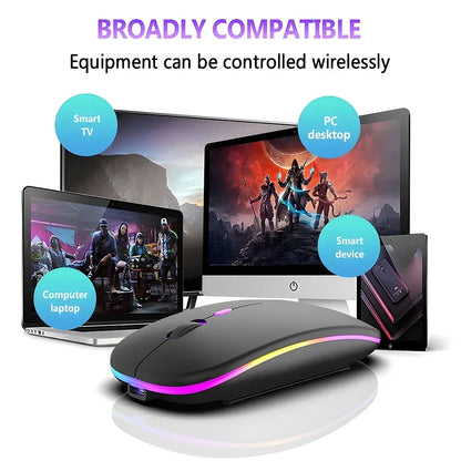 Trådløs genopladelig mus med dobbelt tilstand, Bluetooth-kompatibel 2.4G USB-computermus til laptop, iPad, tablet og notebook – gamingmus