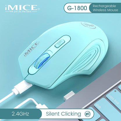 Silent Rechargeable 1600 DPI Adjustable 2.4GHz Wireless Connection Mouse Quiet Click For Office Use Compatible Wiht PC Laptop