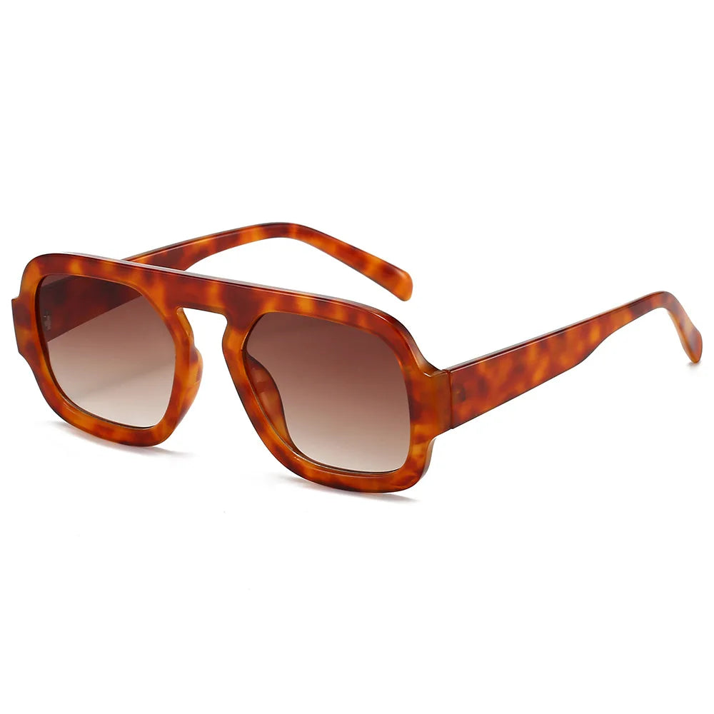 Retro Pilot Square Sunglasses Lady Fashion Simple Ins Black Tea Sun Glasses for Women Men Trending Outdoor Casual Shades UV400