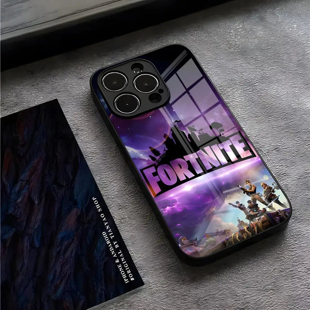 B-Battle-R-Royales-F-FortniteS Phone Case For IPhone 17 Pro Max 15 Pro 14 12 11 13 Mini X XR XS 16 Plus SE Glass Cover