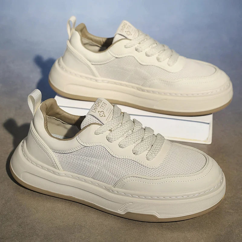 Men's Ultralight Breathable Mesh Sneakers 2025 Fashion Thick Sole Casual Shoes Comfortable Lace-up Trainers for Daily Walking