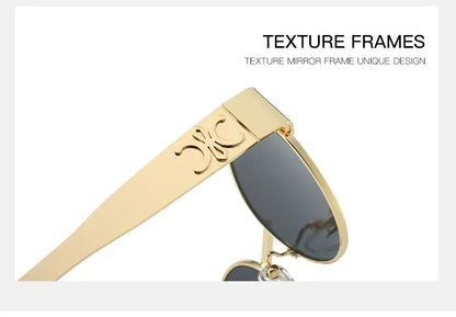 Unisex Luxury Metal Sunglasses Designer Fashion Oval Eyewear Shades UV400 Stylish Sun Glasses for Men And Women