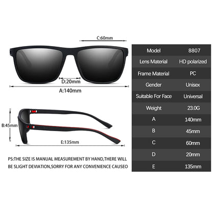 Fashion High Quality Brand New Polarized UV400 Sunglasses Men Women‘s Square Matte Frame Glasses