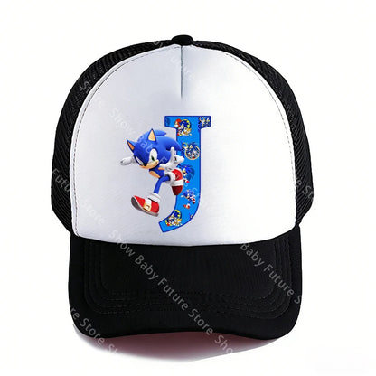 Summer Black Baseball Caps for Adult Cartoon Letters Sonics Boys Girls Outdoor Sports Breathable Mesh Hat Cute Anime Sunbonnet
