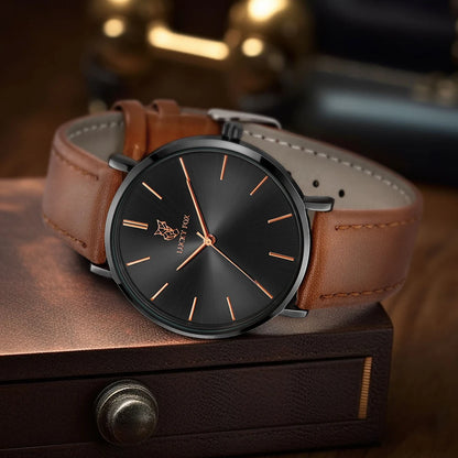 LUCKY FOX Classic Luxury Men Watch Simple Casual Men and Women Round Large Dial Quartz Watch Clock Gifts Men Reloj