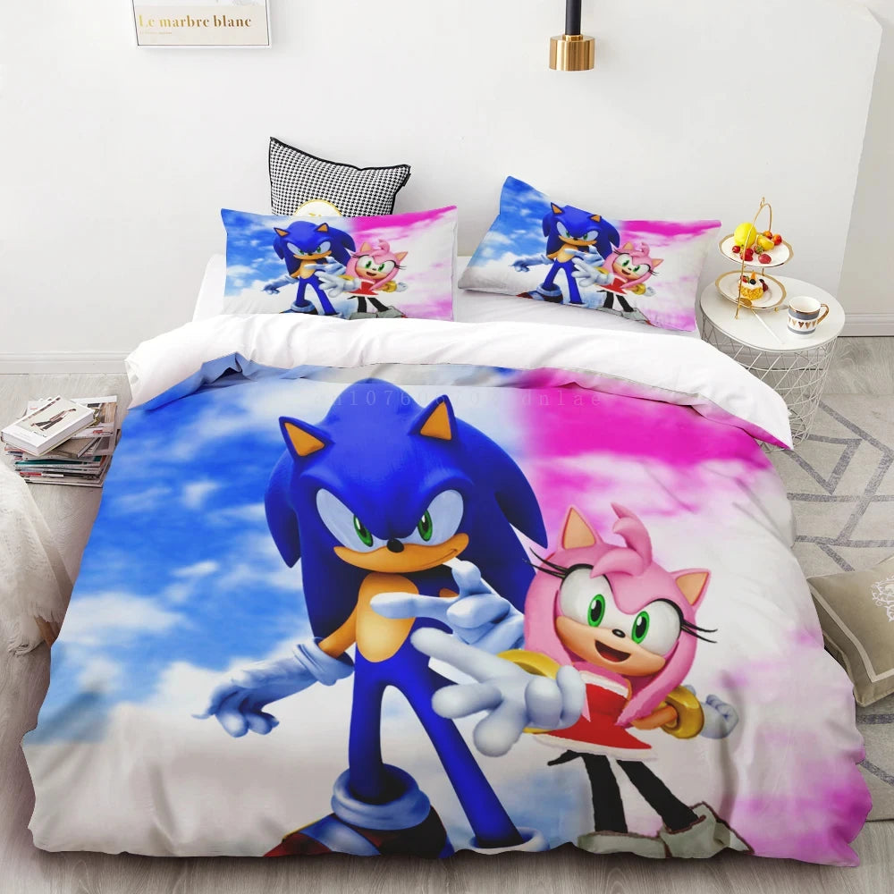New Duvet Cover Sonic 3D Exquisite Cartoon Anime Digital Printing Bedding Set Comforter Bed Youth Home Decor Children Kids Boys