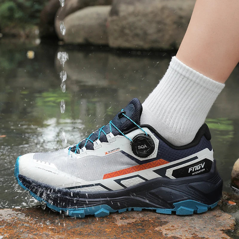 Chaussures de course pour hommes avec boucle rotative, baskets légères en maille respirante pour hommes, chaussures de sport décontractées imperméables pour la salle de sport et l'entraînement