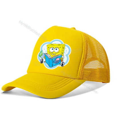 Cartoon SpongeBob Men Women Baseball Cap Outdoor Travel Boy Girl Mesh Sunhat Adult Hip Hop Dad Hat Summer Sport Trucker Peak Cap