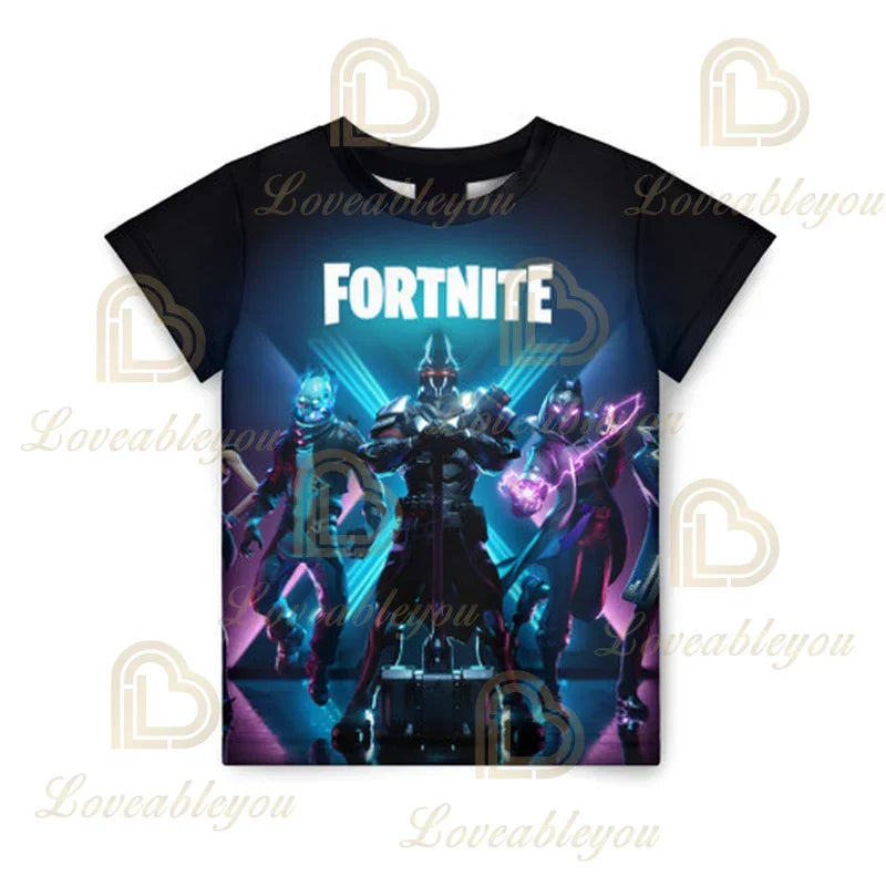 Battle Royale T-paita Fortnite T-paita Victory Cartoon -yläosat nuorille, lasten Hero Game Fortress Night 3D -T-paita pojille ja tytöille