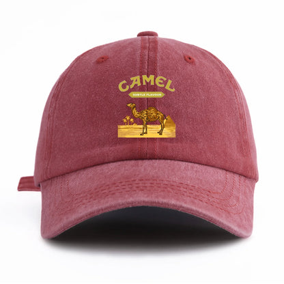 1pc Camel Print Washed Baseball Cap for Adults,  Minimalist Retro Style Casual Soft Adjustable Dad Hat, Perfect As Gift