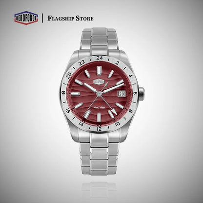 HEROFORCE Business Quartz Watch Men Clock GMT Date Luxury Man Wristwatch Waterproof Luminous Stainless Steel Men's Watches Reloj