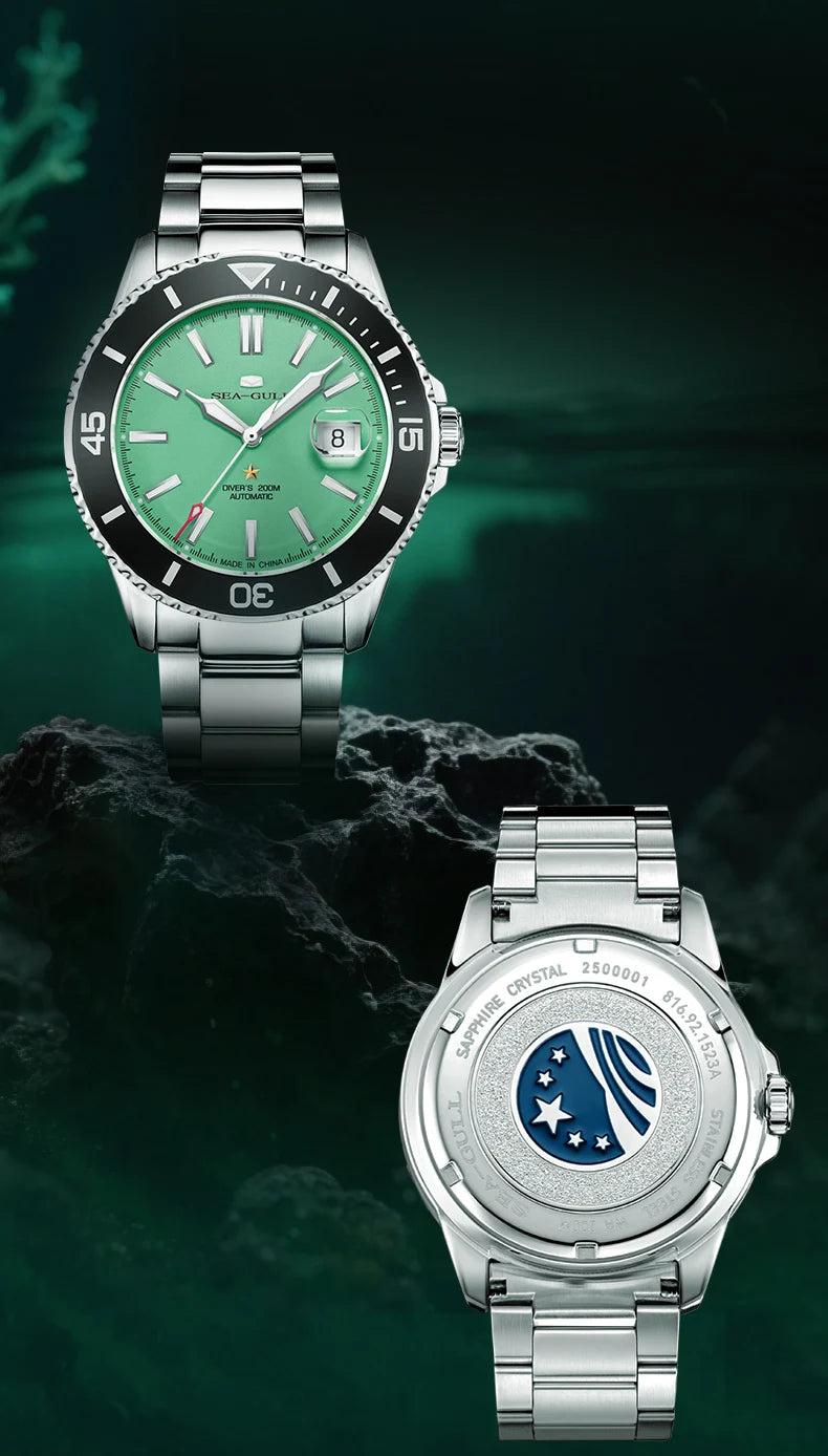 Seagull relogio masculino Men Watch 200m Diving Business Waterproof Fashion Automatic Mechanical Watch Ocean Series 816.32.1523