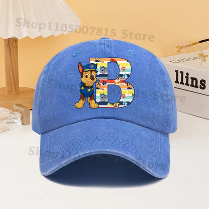 Paw Patrol Fashion Baseball Cap for Men Women Cartoon Letter A-Z Printed Peaked Caps Male Female Summer Hip Hop Sunshade Hat