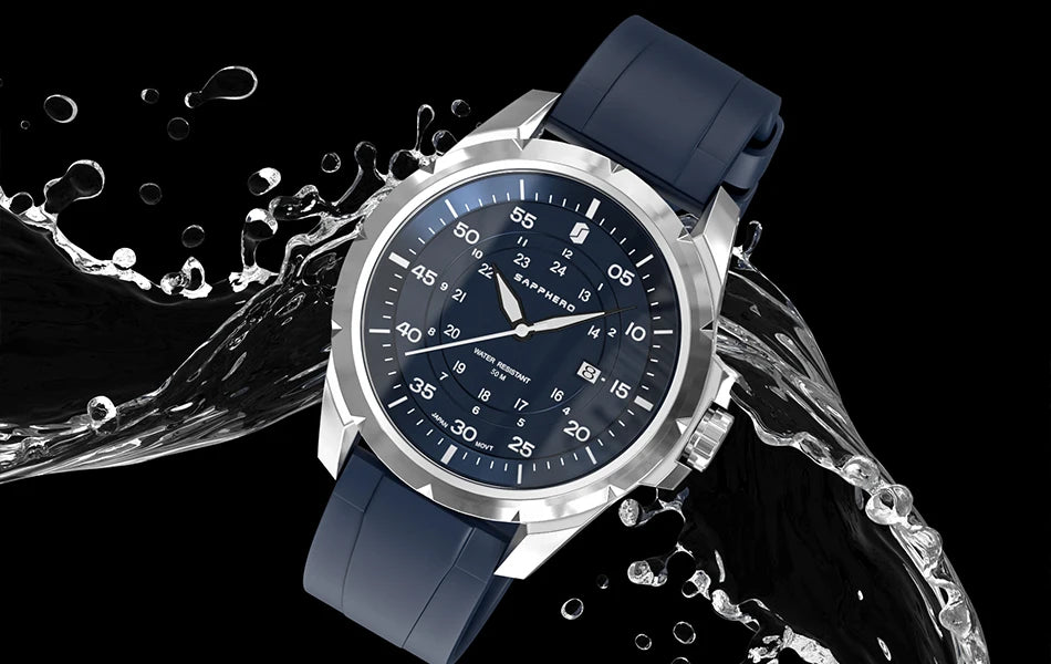 Montre pour homme SAPPHERO – Montre à quartz de luxe, étanche jusqu'à 50 m, équipée d'un mécanisme importé et d'un boîtier en acier inoxydable – Une idée cadeau idéale pour homme.