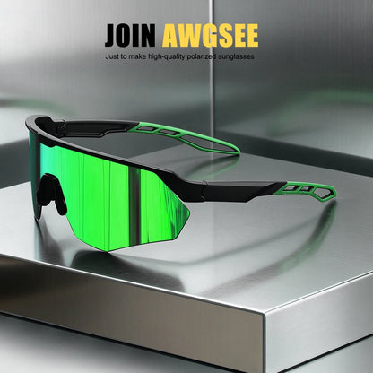 Half frame polarized bicycle sunglasses - windproof, lightweight, unisex, suitable for skiing, running, and outdoor activities
