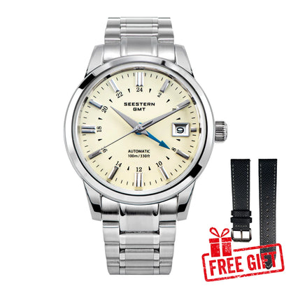 SEESTERN Men's Automatic Mechanical Wristwatch NH34 GMT Movement 10bar Waterproof Domed Sapphire Crystal Watch Limited S446 New