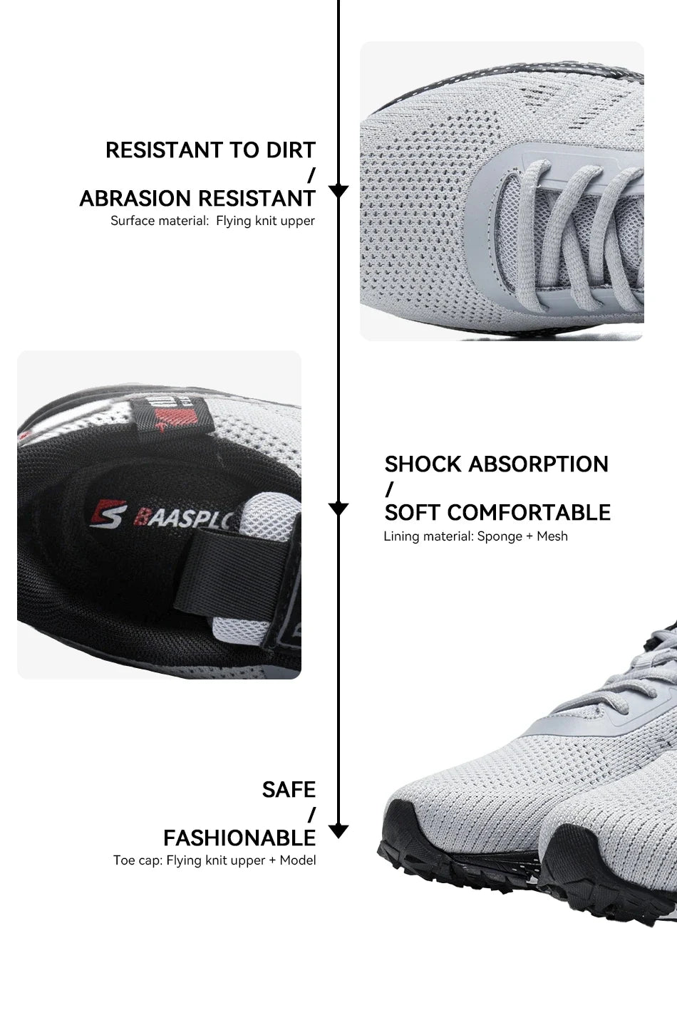 Baasploa professionele hardloopschoenen voor heren, lichtgewicht designer mesh sneakers voor heren, veterschoenen voor outdoor sport en tennis