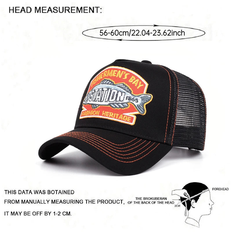 2025 New STATION Fishbone Embroidery Men's Street Skateboarding Hip Hop Hat Truck Hat Women's Leisure Sunshade Hat Baseball Hat