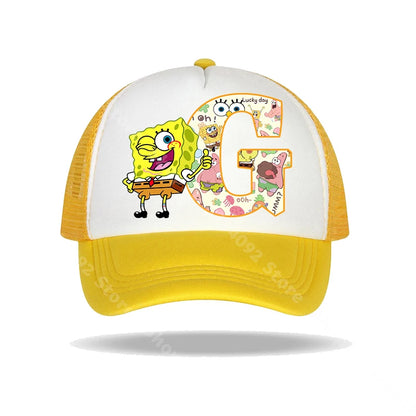 SpongeBob SquarePants basebollkeps för barn och vuxna med bokstavstryck, solhattar, anime, tecknad film, justerbara kepsar med skärm, sommarhattar, vardagshattar, ny