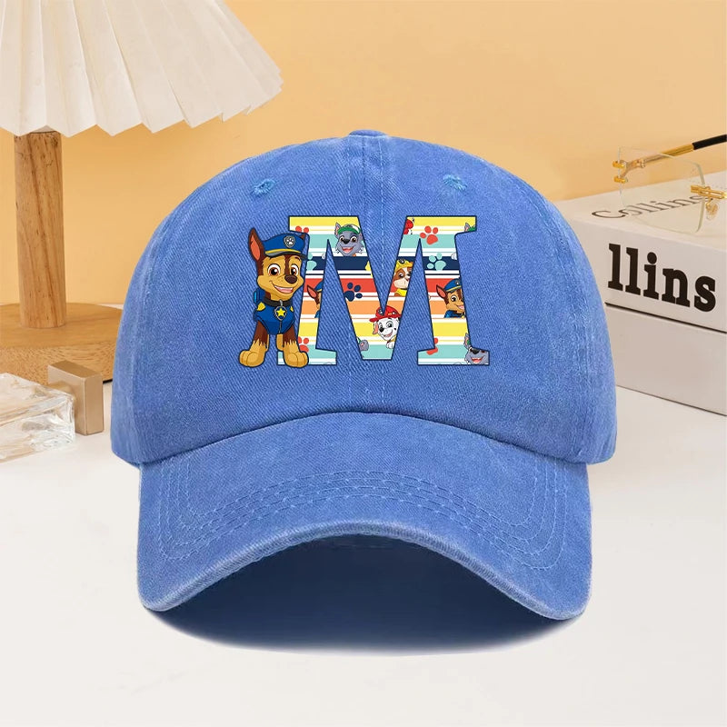Paw Patrol Fashion Baseball Cap for Men Women Cartoon Letter A-Z Printed Peaked Caps Male Female Summer Hip Hop Sunshade Hat
