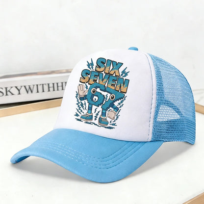 Steal A Brainrot Mesh Baseball Caps Cartoon 67 Six Seven Adult Kids Sports Hats Boys Girls Summer Outdoor Sunshade Peaked Caps