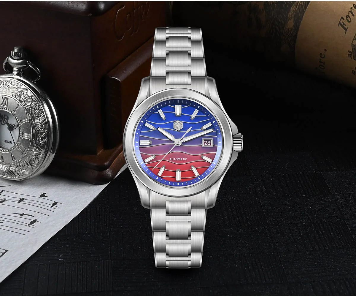 San Martin Official 39mm Guilloche MOP Dial Gada Watch Miyota 9015 Luxury Men's Automatic Mechanical Watches 10 ATM reloj SN0150
