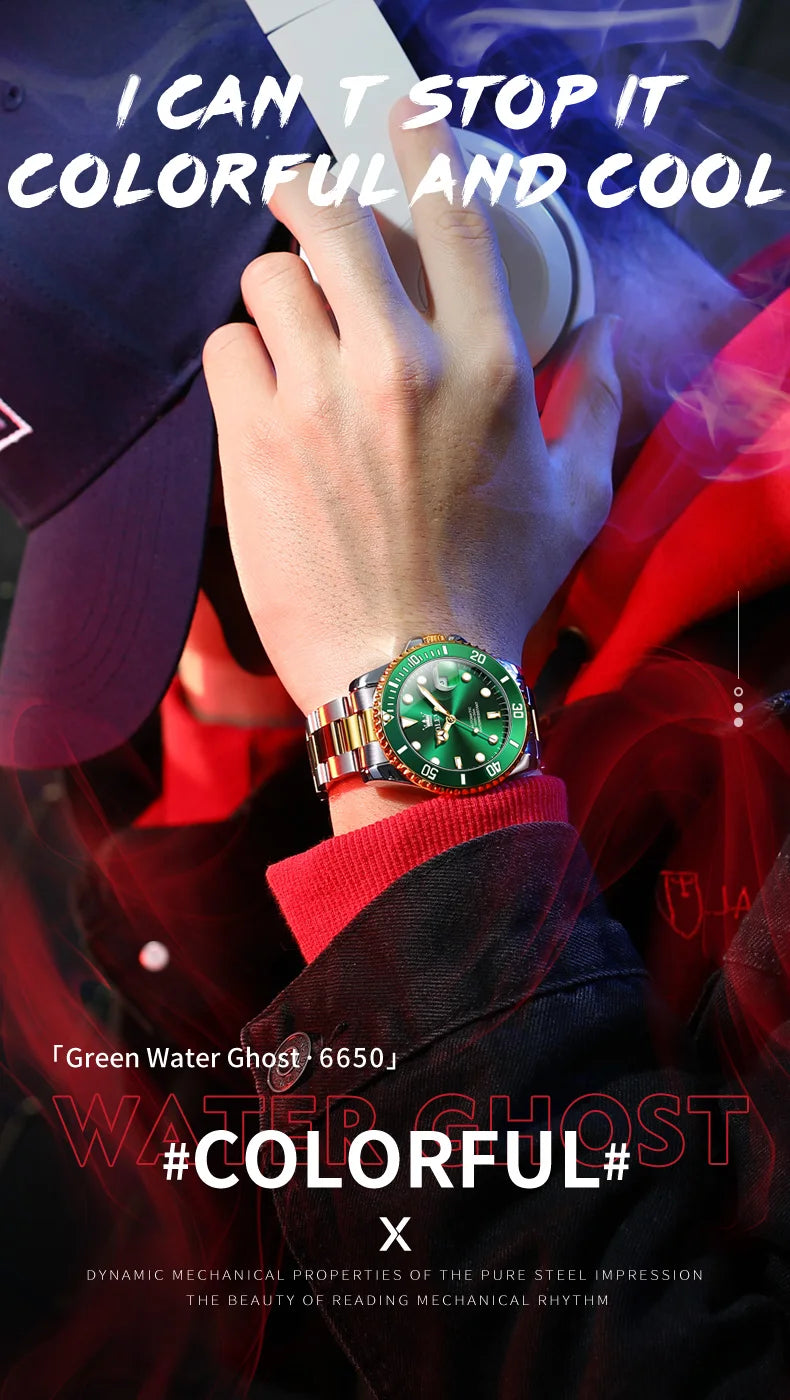 OLEVS Watches Man Fashion Luxury Automatic Mechanical Watch Waterproof Luminous Date Men's Watch Waterproof Luminous Box Gift