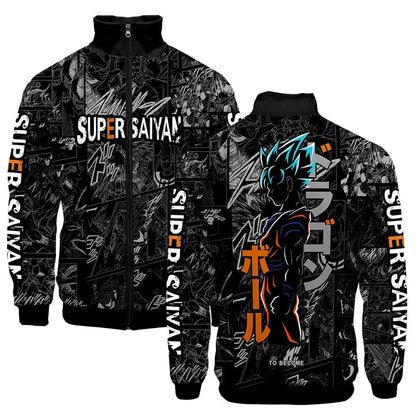 Anime Goku Dragon Ball Jacket Men Women Harajuku Hip Hop Japanese Zip Up Hoodies Goku Clothes Stand Collar Sweatshirt