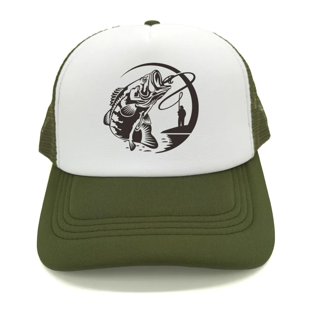 Fiske-skelett-trucker-keps, sommar, herr, cool fiskarkeps, basebollkeps, unisex, utomhus, nätkepsar, MZ-238
