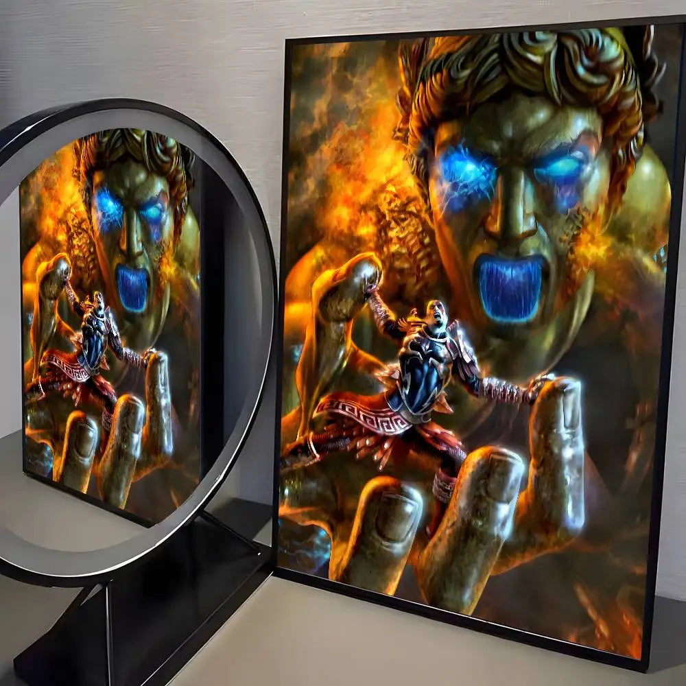 Classic pop God of War Ragnarok poster art HD canvas advanced aesthetic Printing Paper Wall Art for Living Room Home Decor