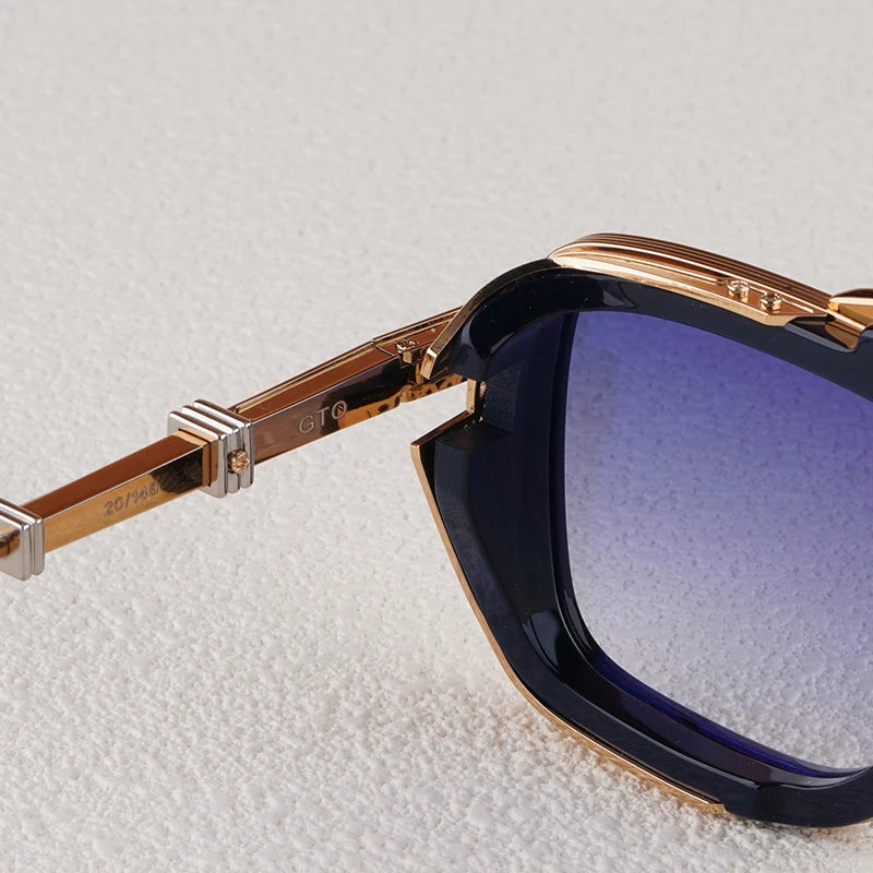 Gto Square Alloy Thick Frame Gradient Sunglasses for Men and Women High Quality Brand Designer uv400 Outdoor Trendy Eyeglasses