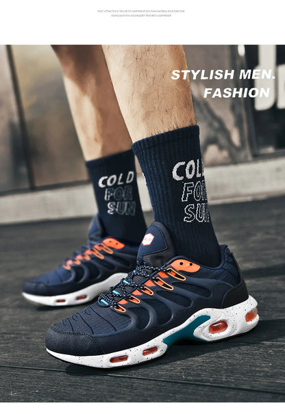 Men's air cushioned running shoes, marathon sports, breathable and lightweight, women's comfortable and non slip casual shoes