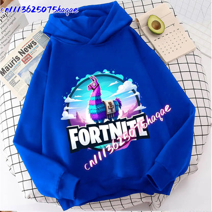 Nova dječja majica s kapuljačom Fortnites s printom crtanog lika iz igre, jesenska ležerna gornja odjeća za djecu, zimska odjeća za dječake