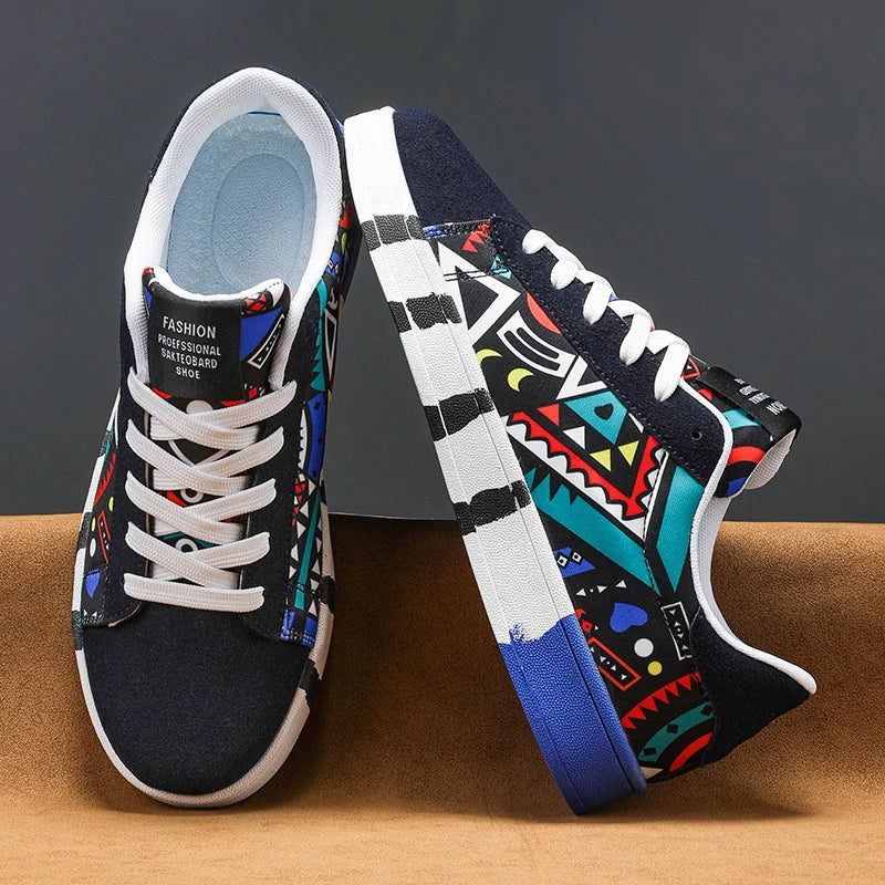 YRZL skateboard-sko til mænd, sneakers i kanvas, afslappede og åndbare gåsko, lette flade sko til mænd, trendy streetwear-sportssko