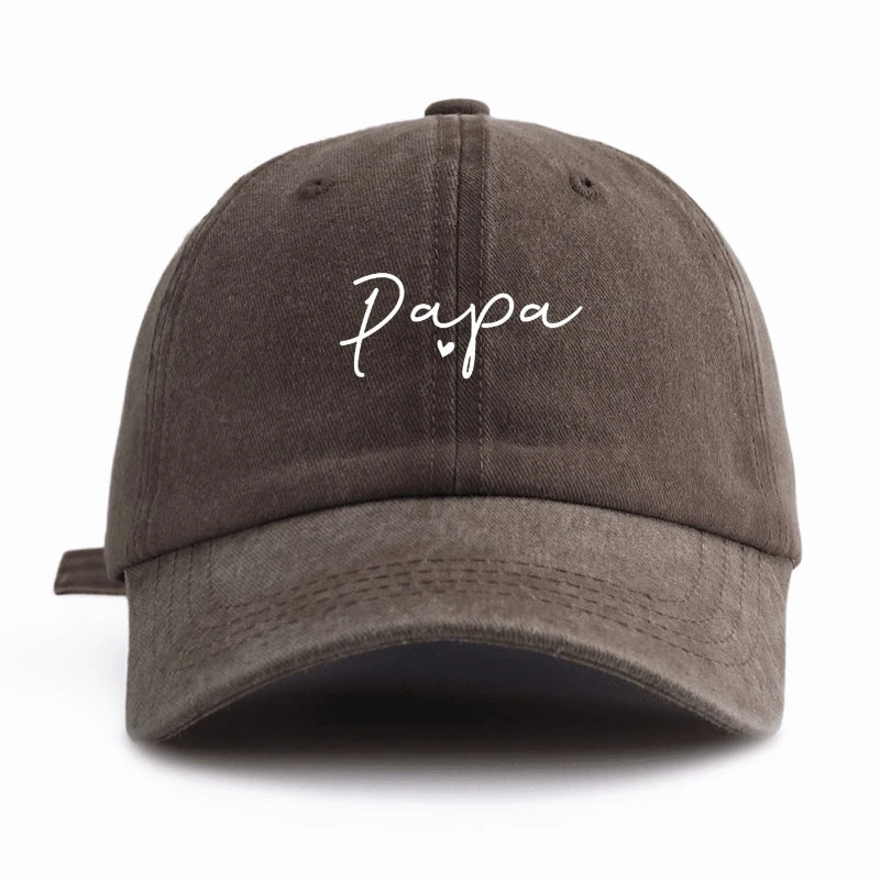 1Pc PAPA Print Washed Baseball Cap,Classic Casual Retro Adjustable Lightweight Sun Protection Versatile Driver Cap for DailyWear